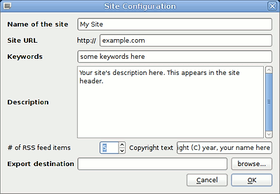 Site configuration Site configuration